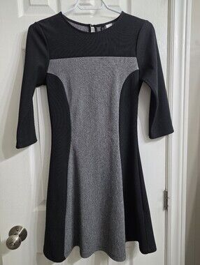 H&M Black and Gray Panel Fit-and-Flare Dress - Size 6 - NWT
